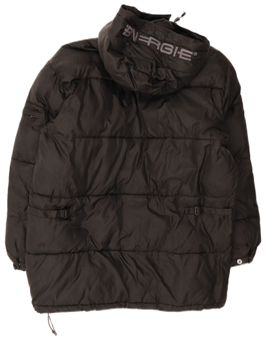 Energie Herre grafisk hættepolstret jakke UK 38 Medium Sort Nylon
