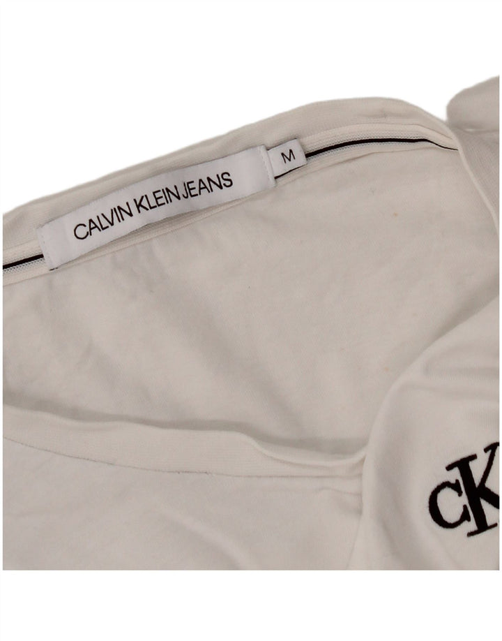 CALVIN KLEIN Dame T-Shirt Top UK 14 Medium White
