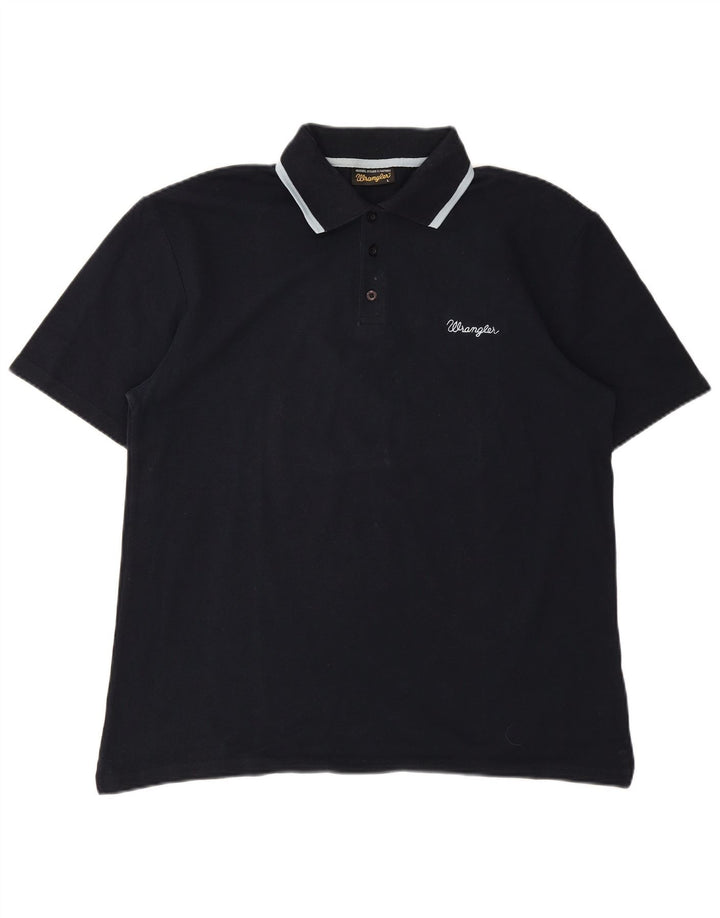 WRANGLER Mens Polo Shirt Large Navy Blue Cotton