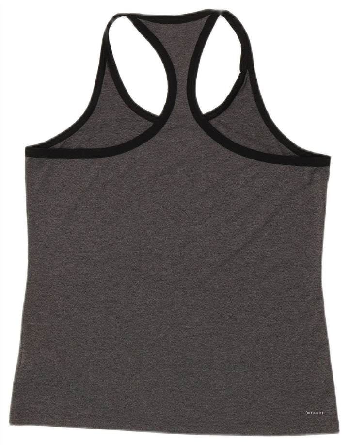 ADIDAS Dame Climalite Grafisk Vest Top UK 12/14 Medium Grey Polyester