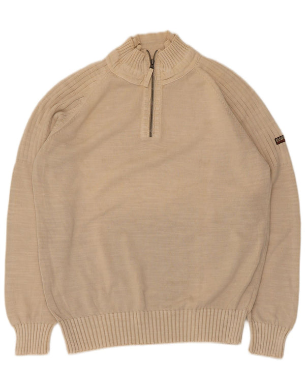 Napapijri Herre Geographic Zip Neck Jumper Sweater Stor Beige Bomuld