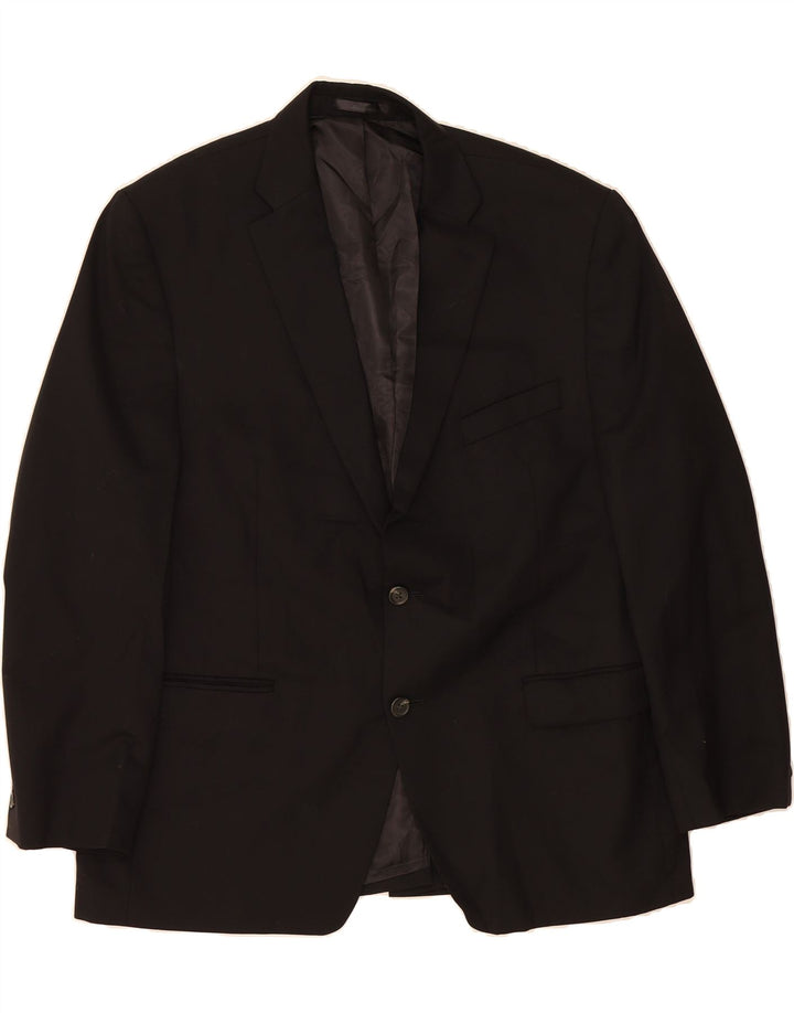 CHAPS Mens 2 Button 3/4 Sleeve Blazer Jacket UK 44 2XL Black Wool Vintage Chaps and Second-Hand Chaps from Messina Hembry 