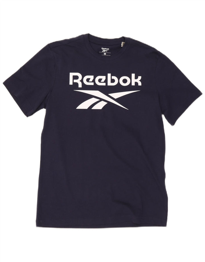 Reebok Herre grafisk T-shirt Top Medium Marineblå Bomuld