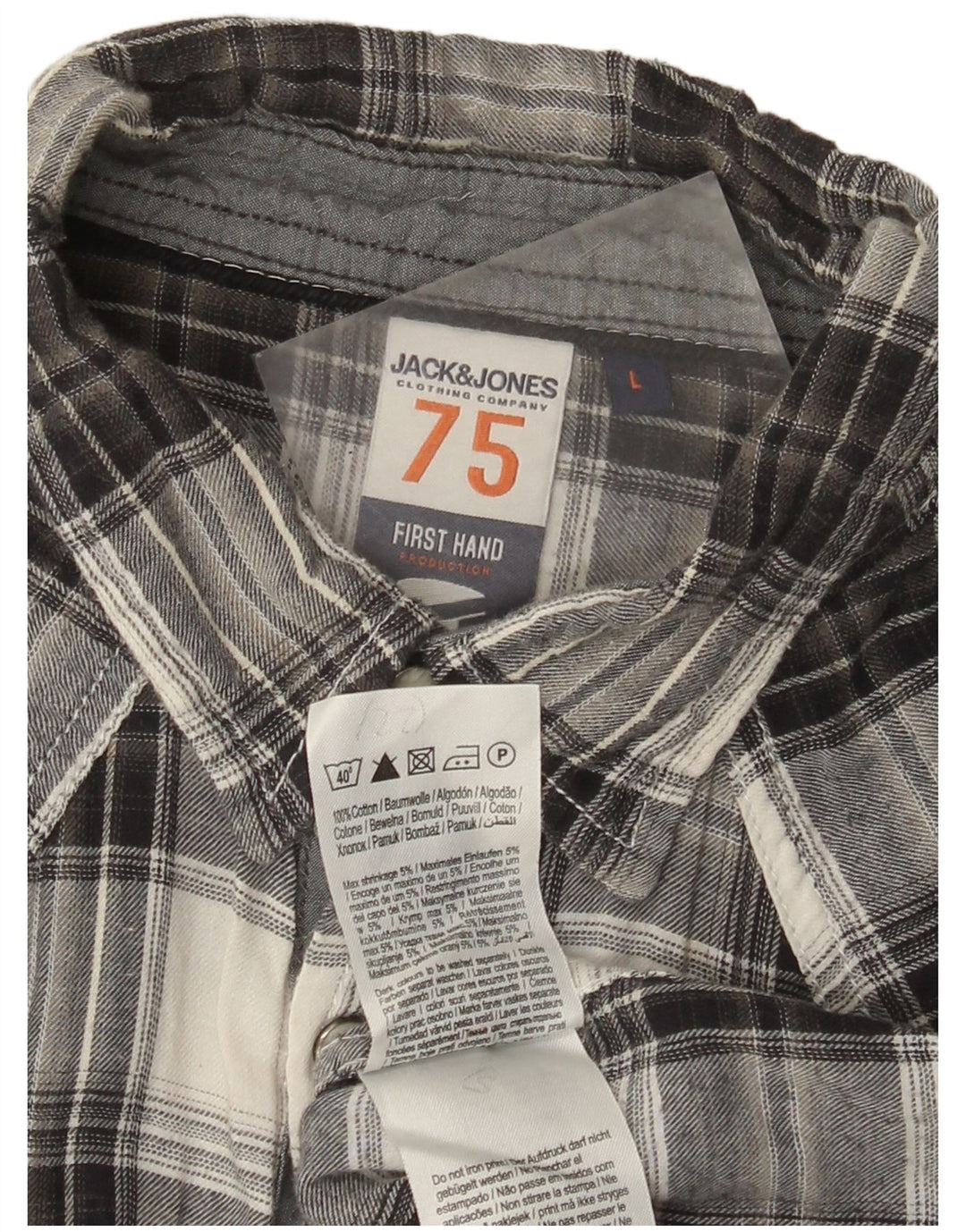 Jack & Jones Herre kortærmet flannelskjorte Stor grå ternet bomuld