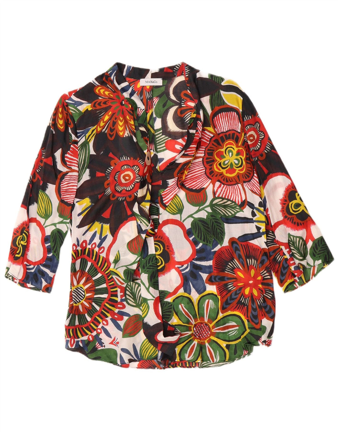 Max & Co. Dame 3/4-ærmet bluse Top UK 12 Medium Multicolored Floral