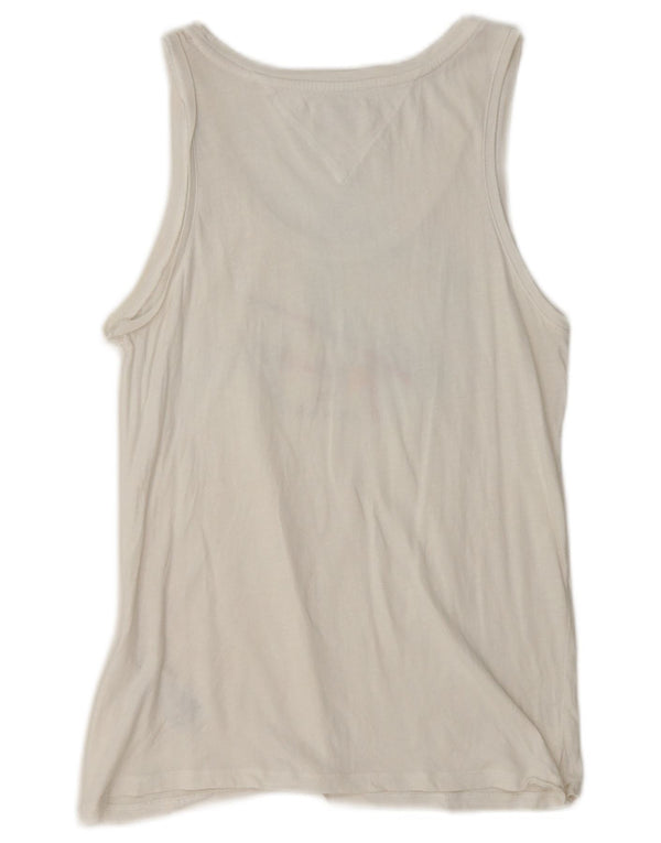 Tommy Hilfiger Kvinder Grafisk Vest Top UK 6 XS Hvid Bomuld