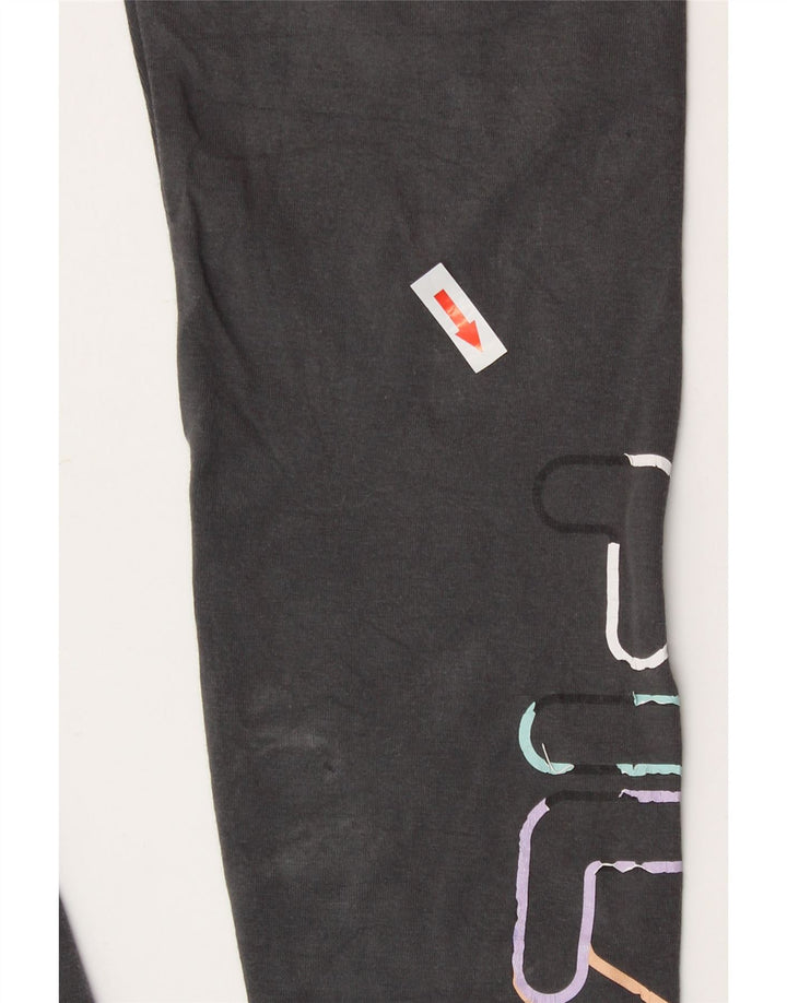 Fila Kvinders Grafiske Leggings UK 10 Små Grå Bomuld