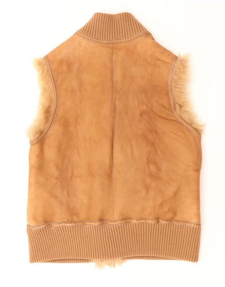 Vintage Dame Shearling Gilet UK 12 Medium Beige