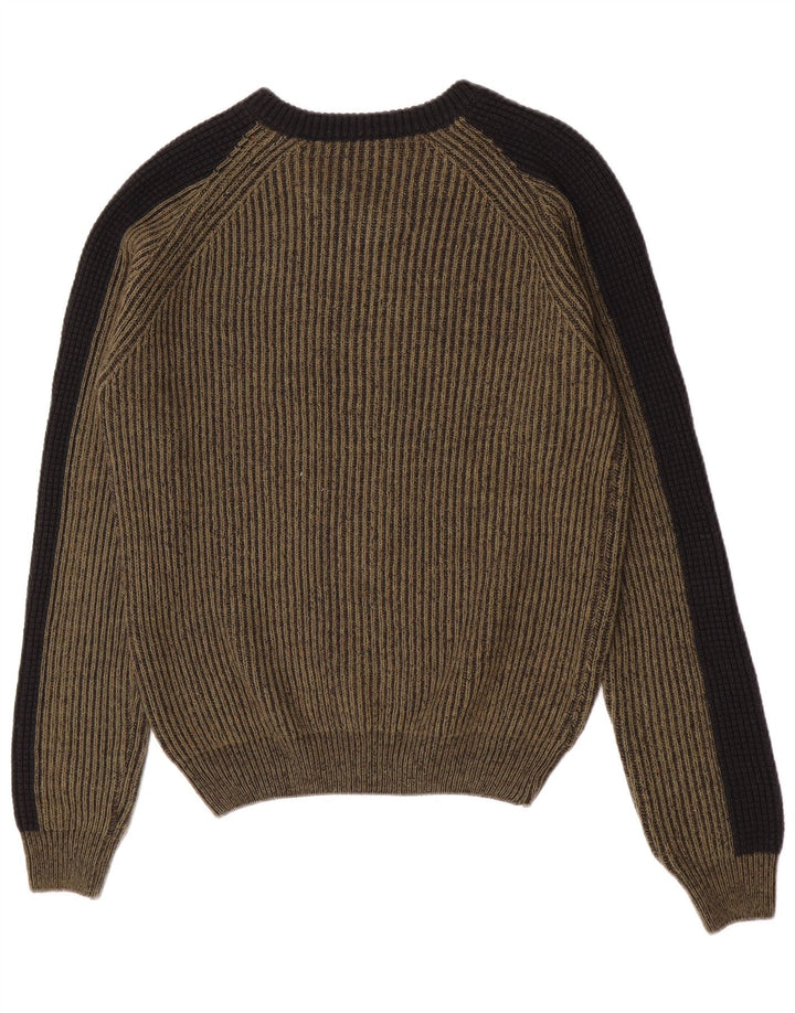 Trussardi Jeans Herre V-hals sweater Medium Khaki Colourblock