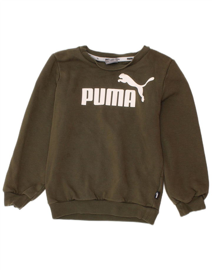 PUMA Graphic Sweatshirt Jumper til drenge 3-4 år Khaki Bomuld