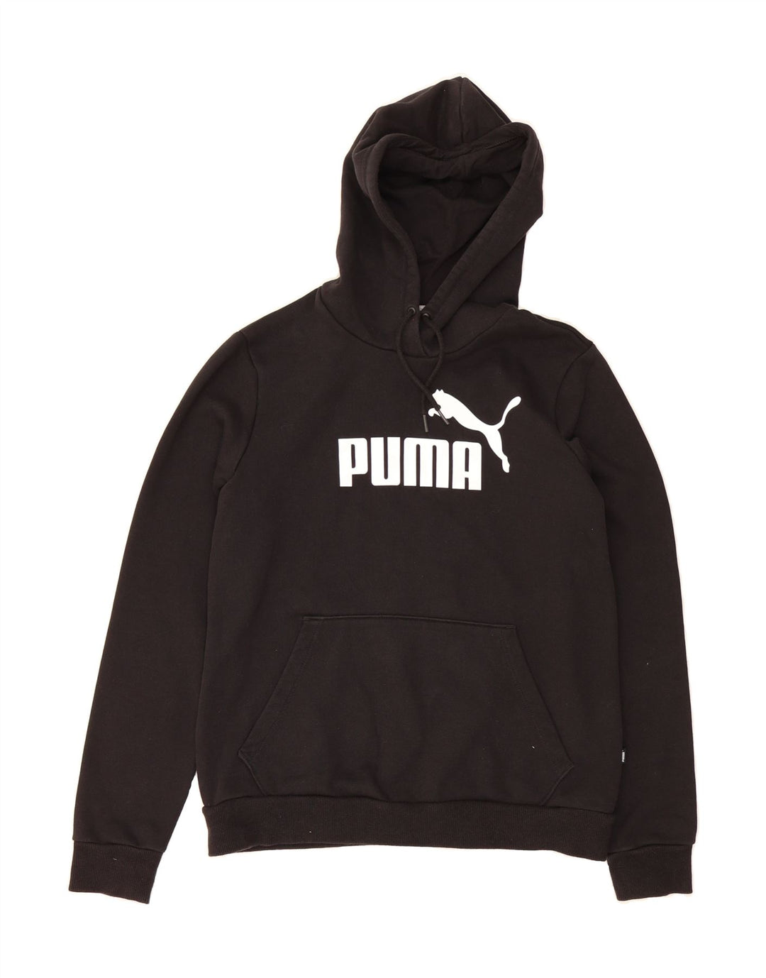 PUMA Womens Graphic Hoodie Jumper UK 14 Medium Black Polyester Vintage Puma and Second-Hand Puma from Messina Hembry 