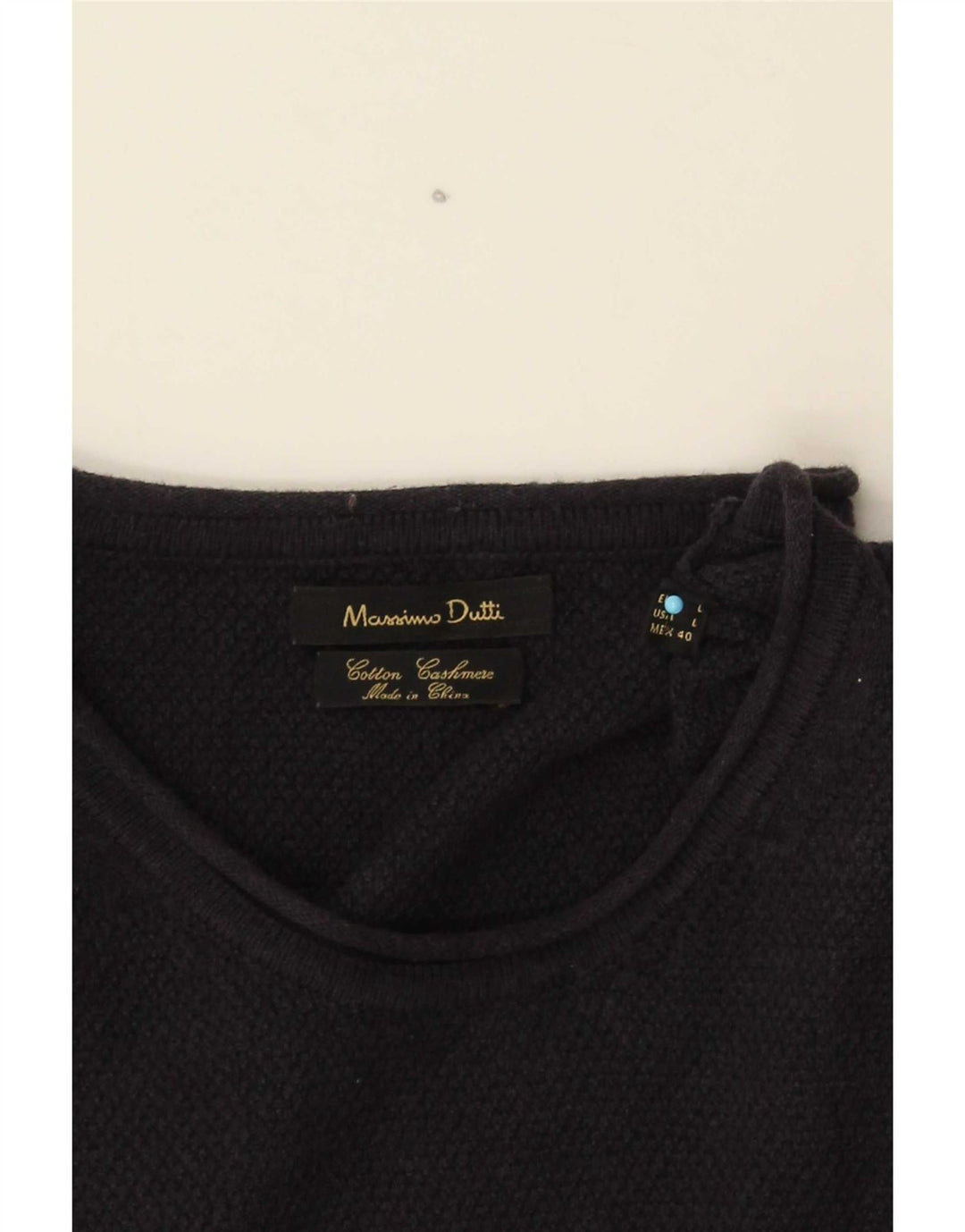 Massimo Dutti Herre Crew Neck Jumper Sweater Large Navy Blue Bomuld