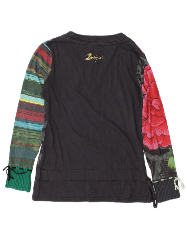 Desigual Dame Grafisk Top Langærmet UK 14 Medium Black Floral