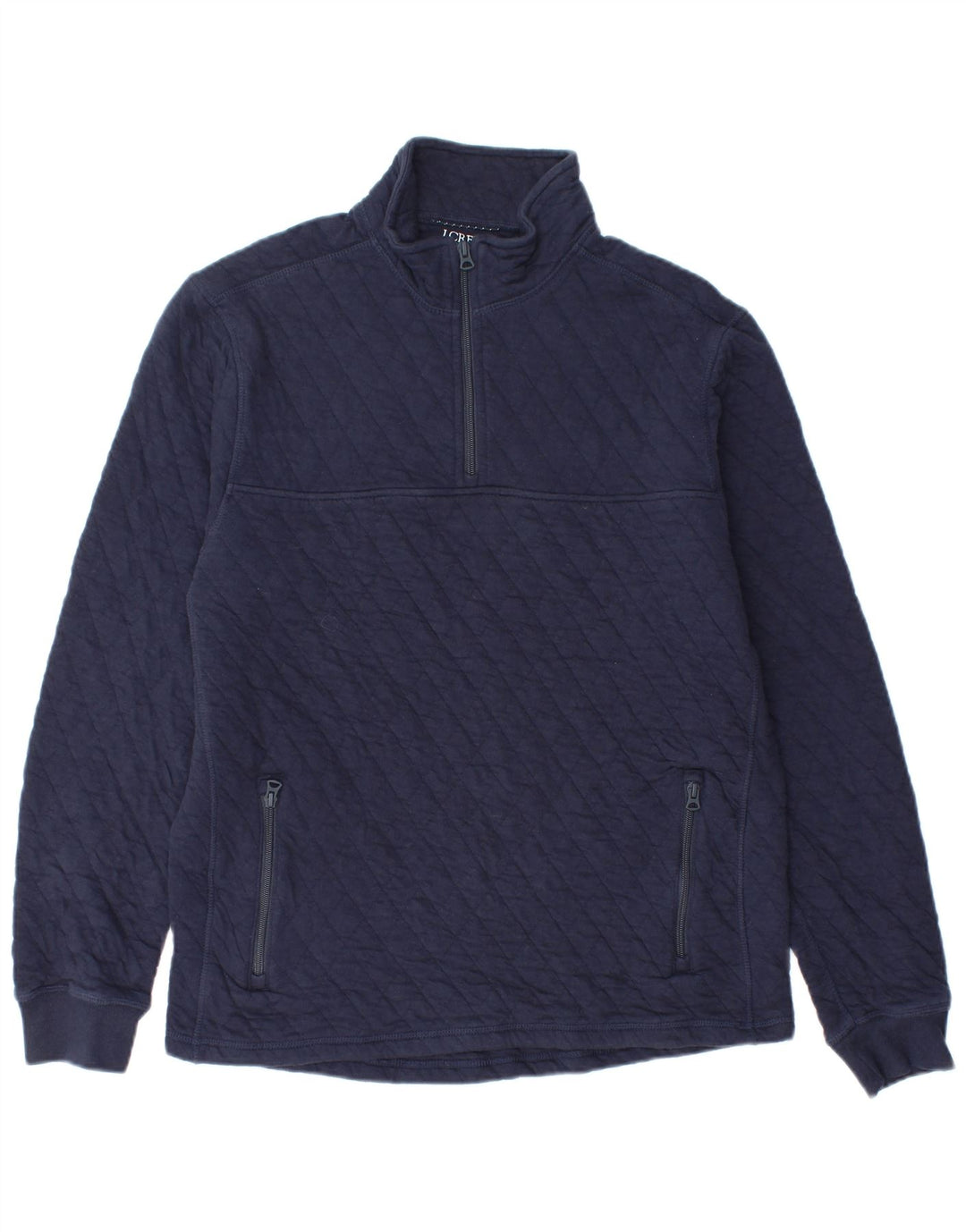 J. Crew Herre Zip Neck Sweatshirt Jumper Medium Navy Blue Bomuld