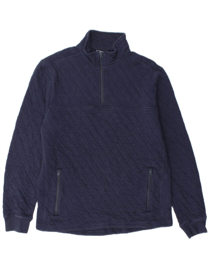 J. Crew Herre Zip Neck Sweatshirt Jumper Medium Navy Blue Bomuld