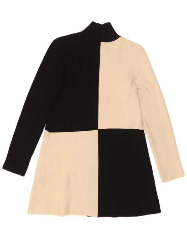 Zara Dame Langærmet Jumper Dress UK 8 Small Black Colourblock Viscose
