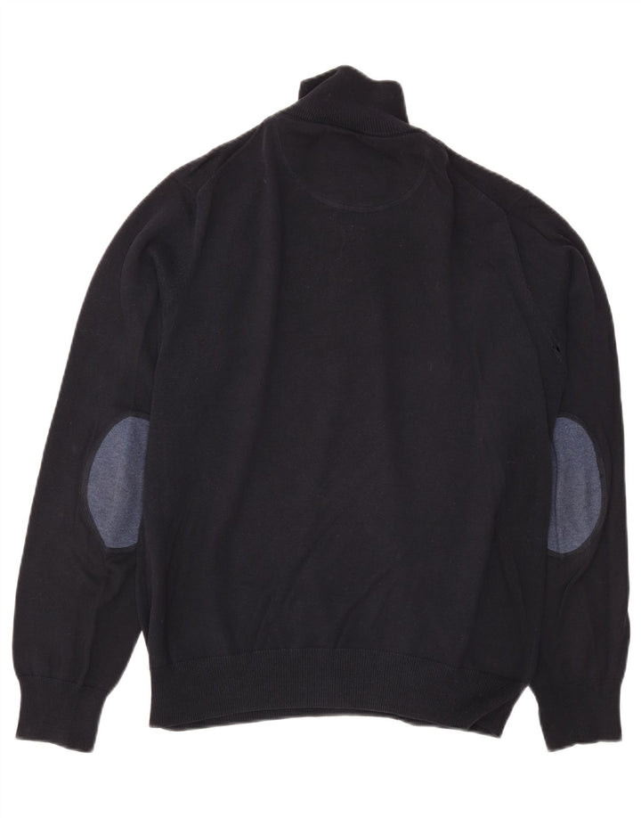 Gant Herre Zip Neck Jumper Sweater Medium Navy Blue Bomuld