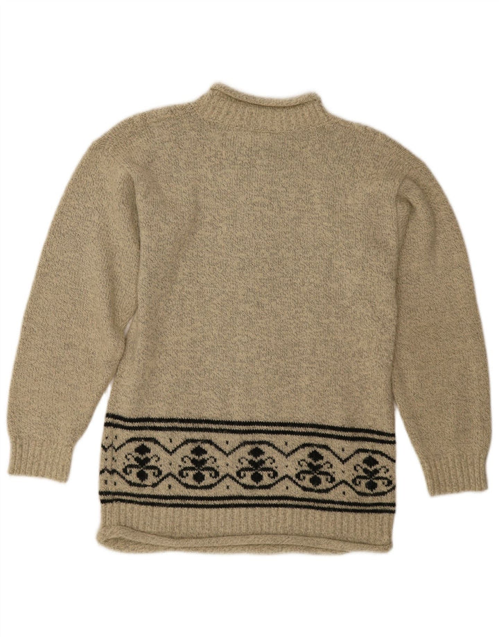 Charlotte Halton Dame Turtle Neck Jumper Sweater UK 12 Medium Beige