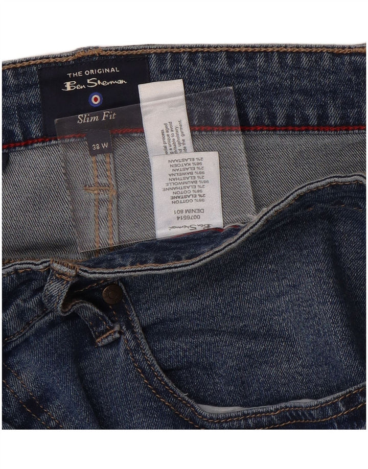 BEN SHERMAN Slim Jeans til mænd W38 L32 blå bomuld