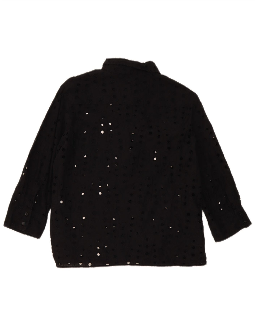 Zara skjortebluse med 3/4 ærmer til kvinder UK 14 Medium Sort bomuld