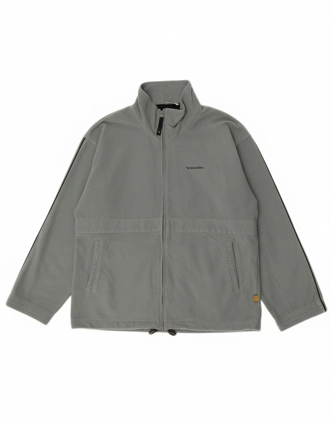 Diadora Herre Velour Træningsdragt Top Jakke UK 40 Stor Grå Polyester