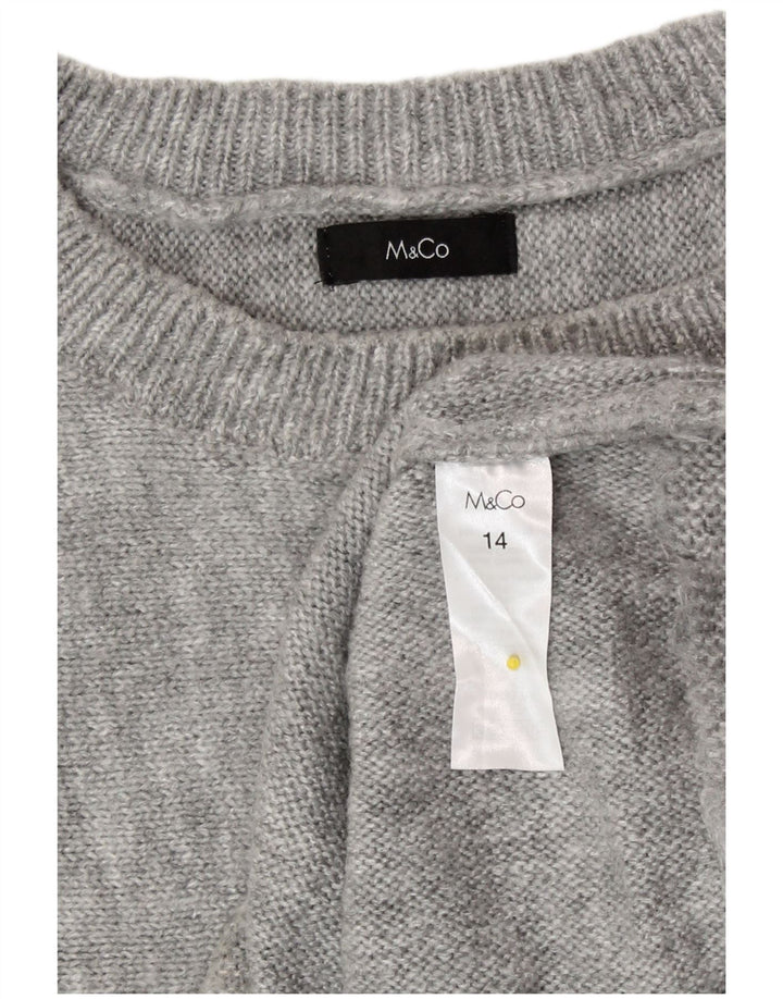 M&Co Dame Batwing Boat Neck Jumper Sweater UK 14 Medium Grå Stribet