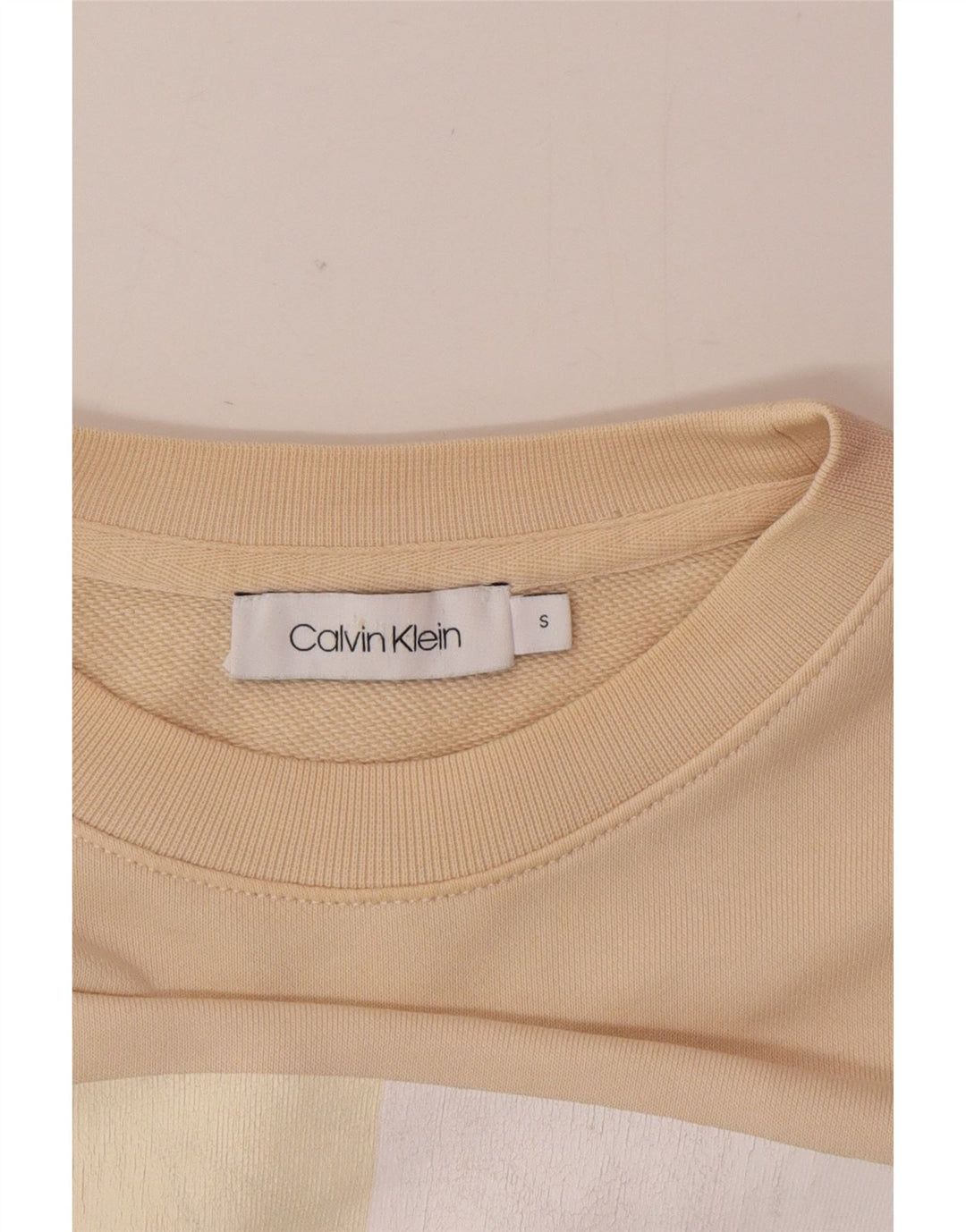 Calvin Klein Dame Grafisk Oversized Sweatshirt Jumper UK 10 Small Beige