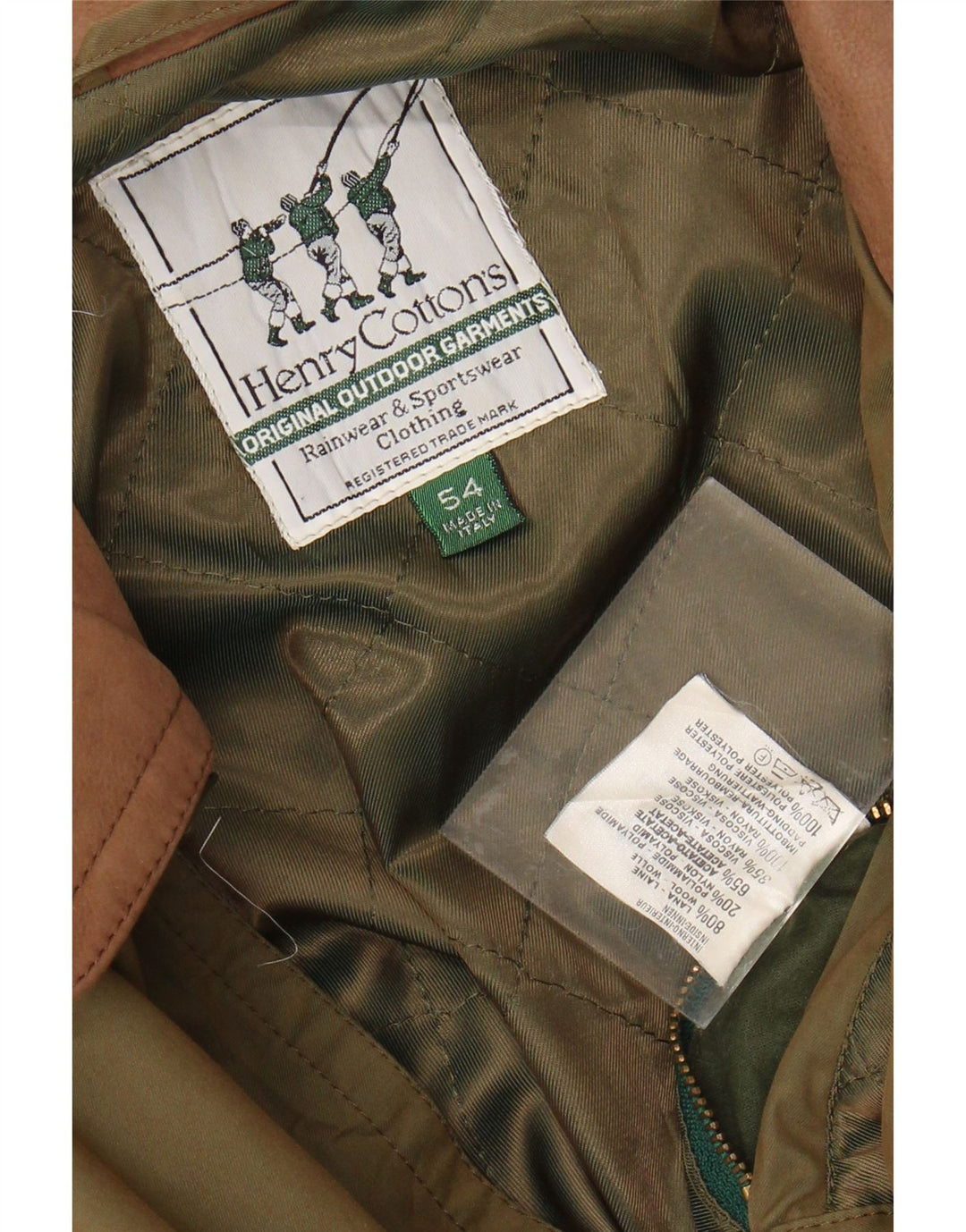 Henry Cottons Regnfrakke til mænd IT 54 2XL Khaki Polyester