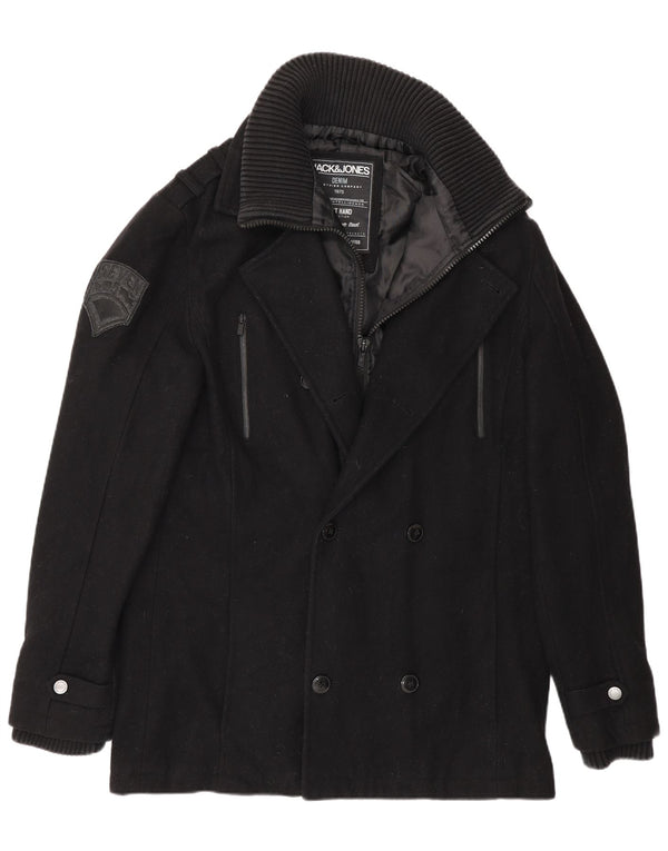 Jack & Jones Herre Pea Coat UK 40 Large Black Wool