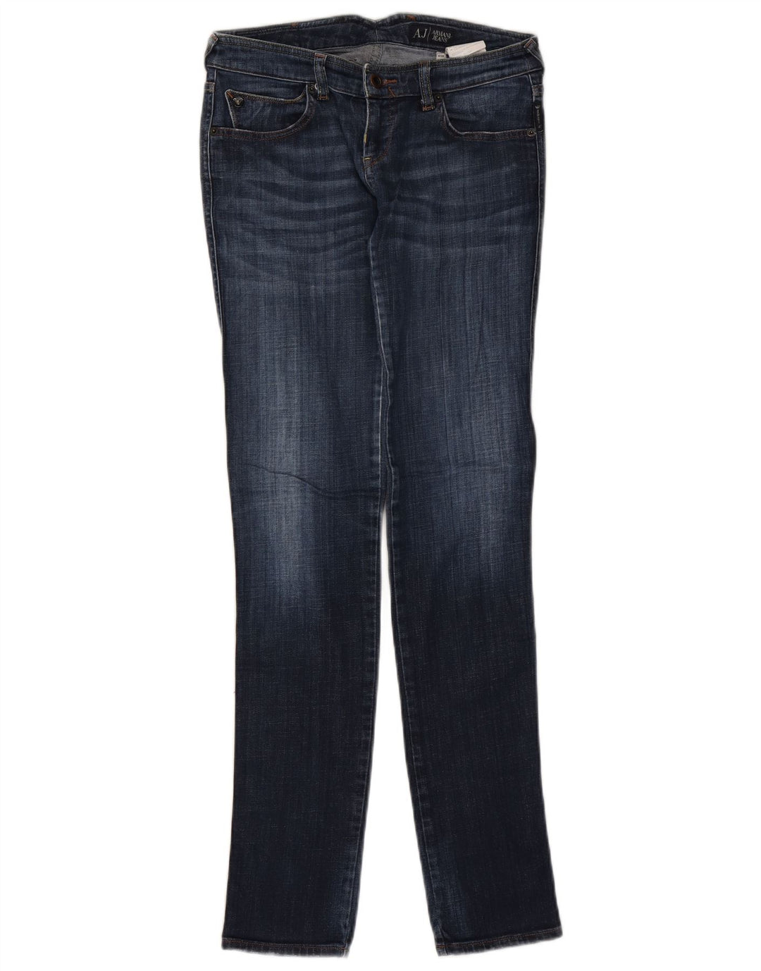 Armani Dame Grafiske Slim Jeans W26 L32 Marineblå Bomuld
