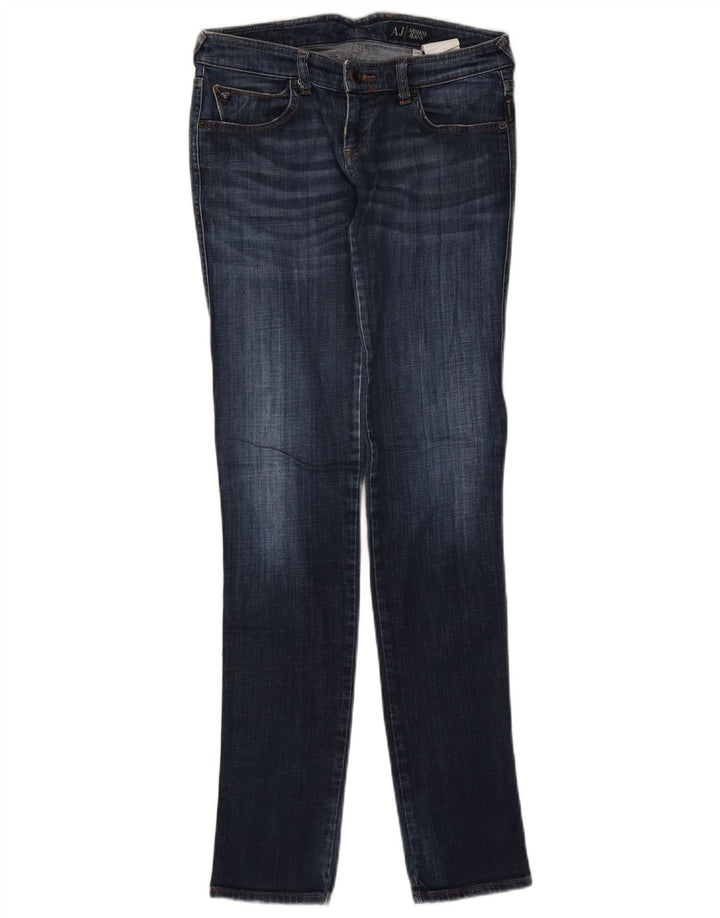 Armani Dame Grafiske Slim Jeans W26 L32 Marineblå Bomuld