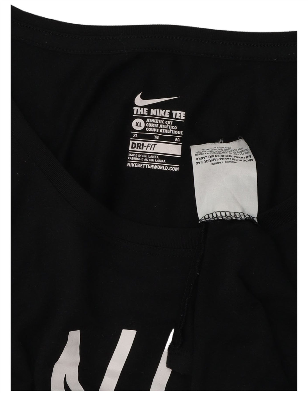 Nike Dame Athletic Cut Grafisk Top Langærmet UK 18 XL Sort Polyester