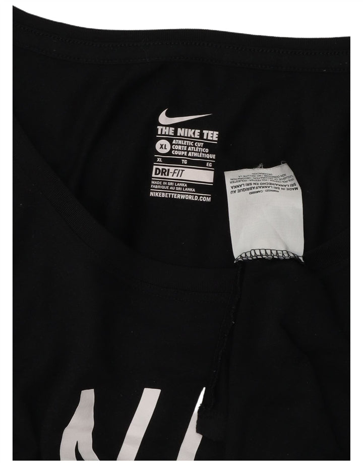 Nike Dame Athletic Cut Grafisk Top Langærmet UK 18 XL Sort Polyester