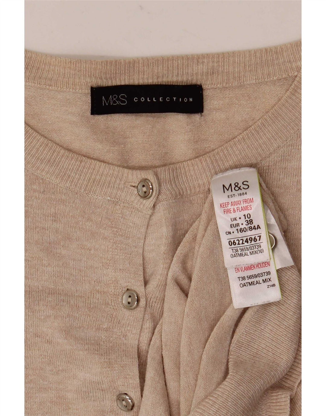 Marks & Spencer Dame Cardigan Sweater UK 10 Small Beige Viscose