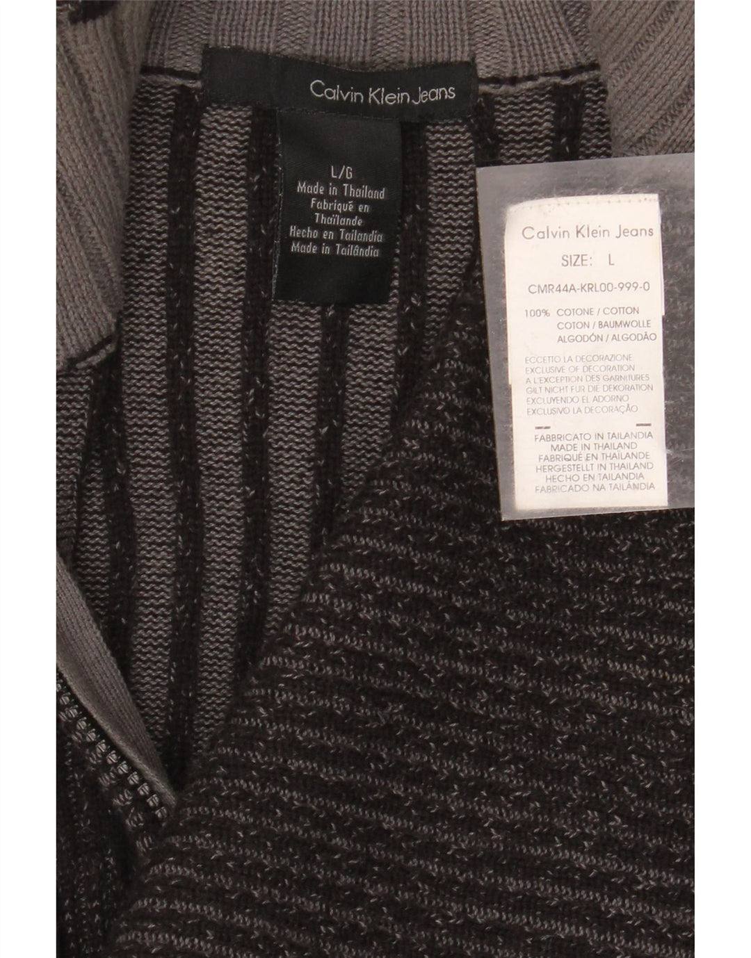 CALVIN KLEIN JEANS Dame Cardigan Sweater UK 14 Stor Grå Bomuld