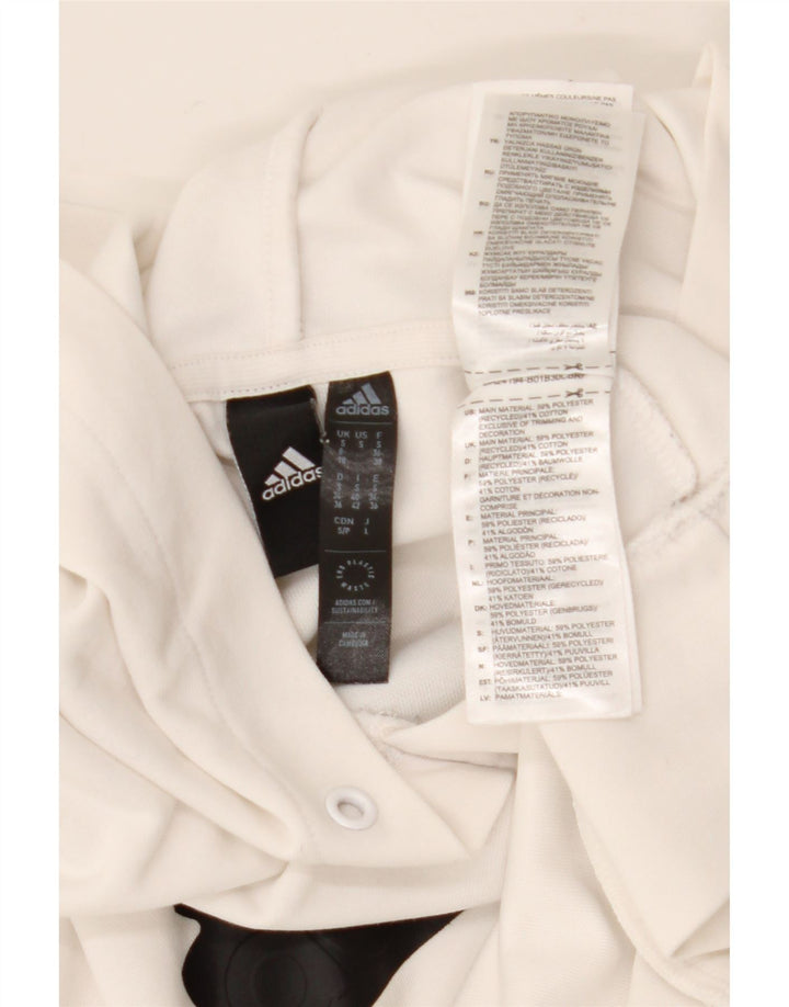 Adidas Graphic Hoodie Jumper UK 8/10 Small White Polyester