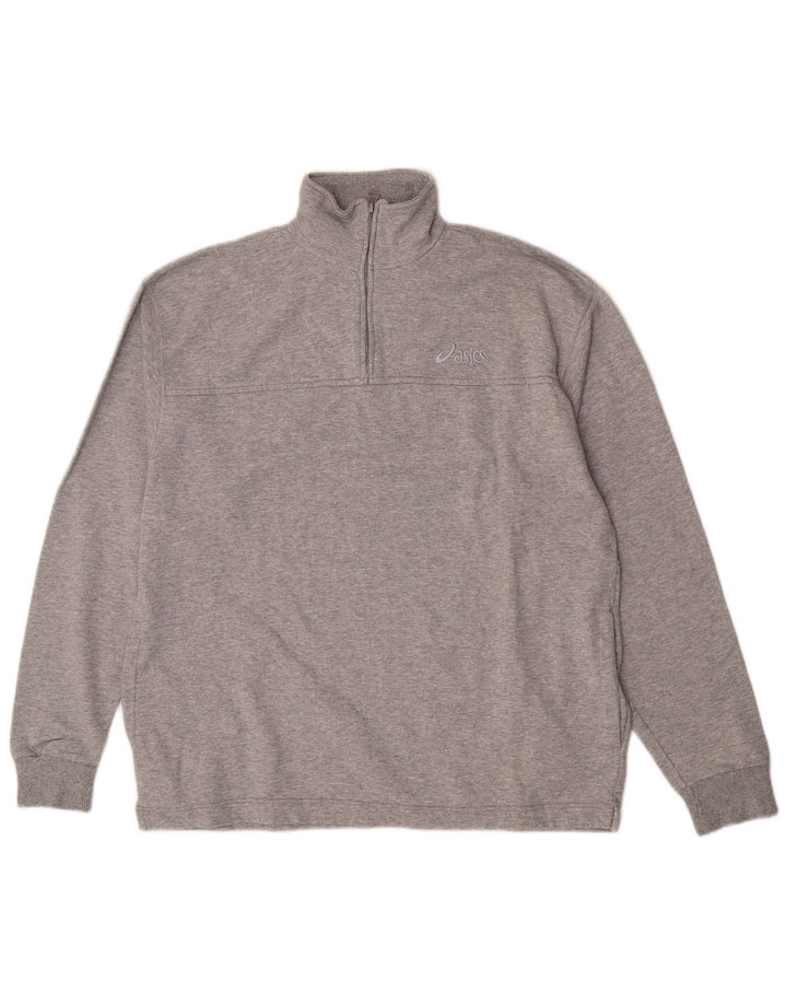 Asics Herre Zip Neck Sweatshirt Jumper Stor Grå Bomuld