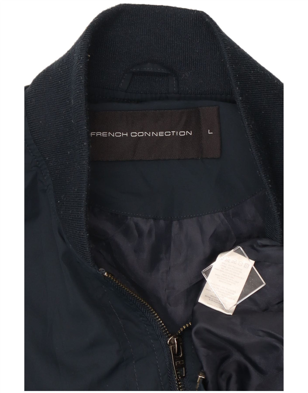 FRANSK FORBINDELSE Herre Bomber Jacket UK 40 Large Navy Blue Polyester