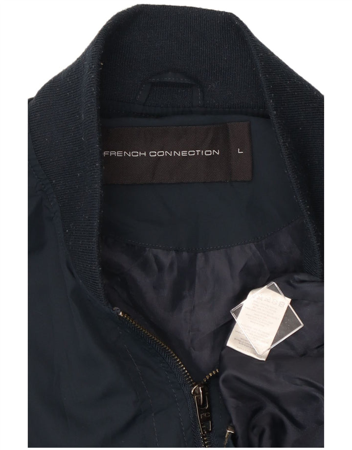 FRANSK FORBINDELSE Herre Bomber Jacket UK 40 Large Navy Blue Polyester
