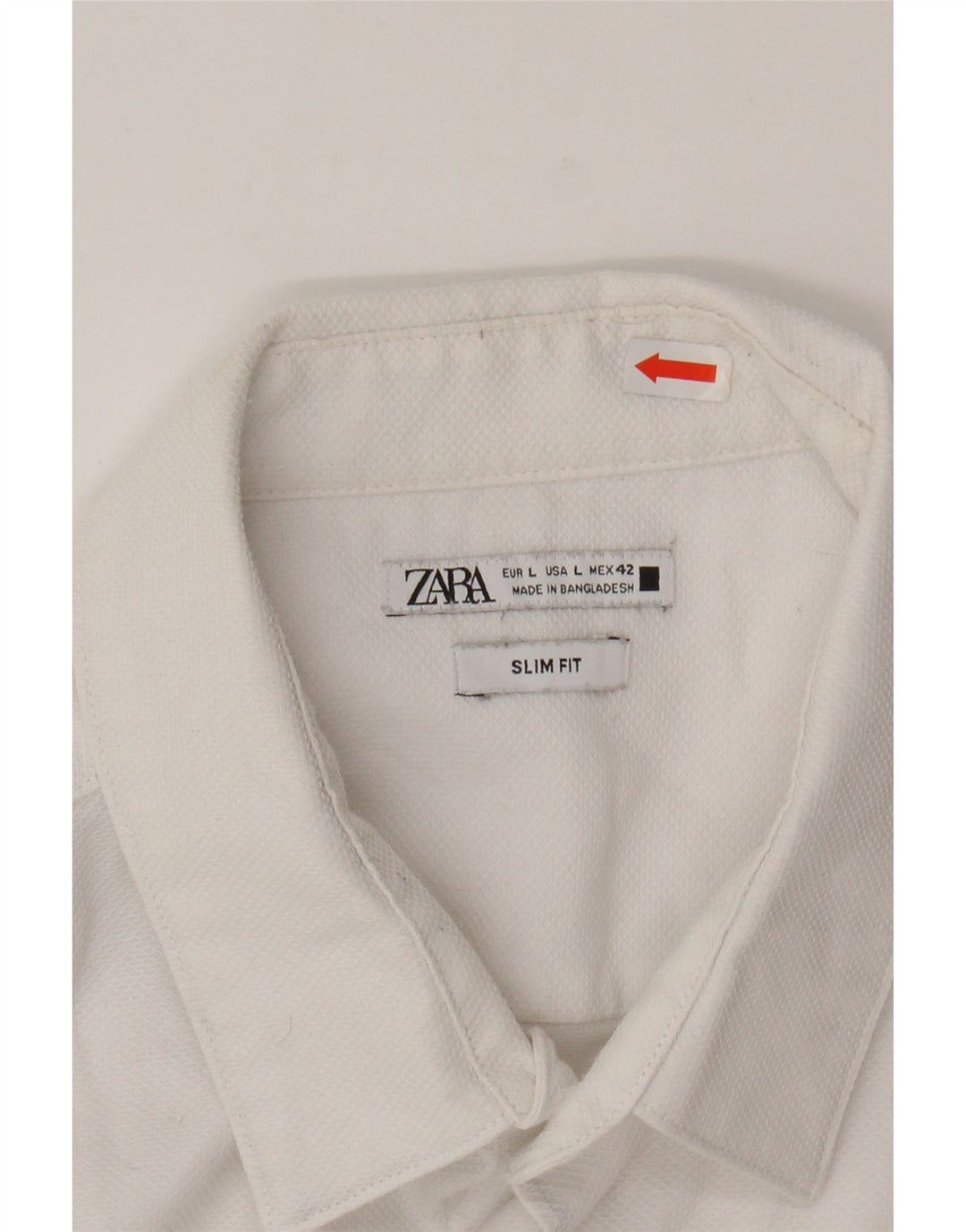 ZARA Mens Slim Fit Shirt Large White Cotton