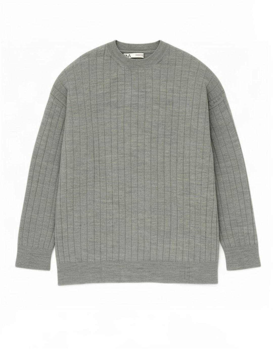 Zara Herre Crew Neck Jumper Sweater Medium Grøn Akryl