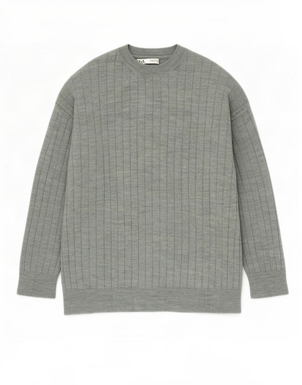 Zara Herre Crew Neck Jumper Sweater Medium Grøn Akryl