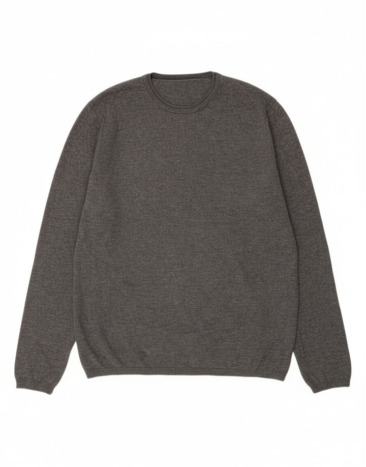 MASSIMO DUTTI Mens Crew Neck Jumper Sweater 2XL Grey Wool