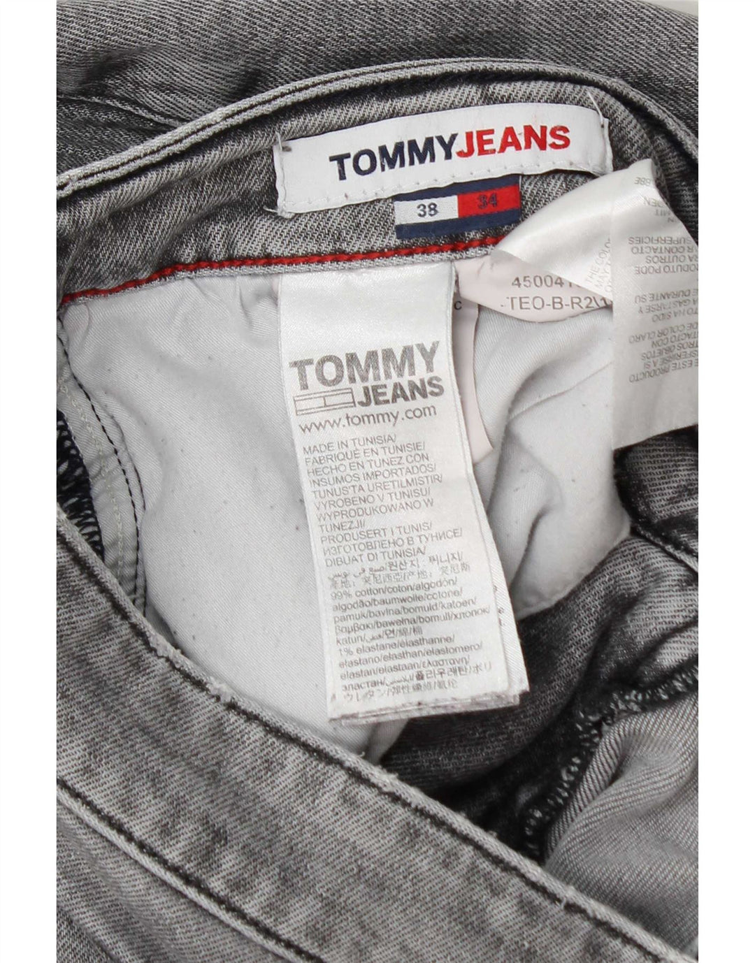 Tommy Hilfiger Herre Distressed Slim Jeans W38 L34 Grå Bomuld