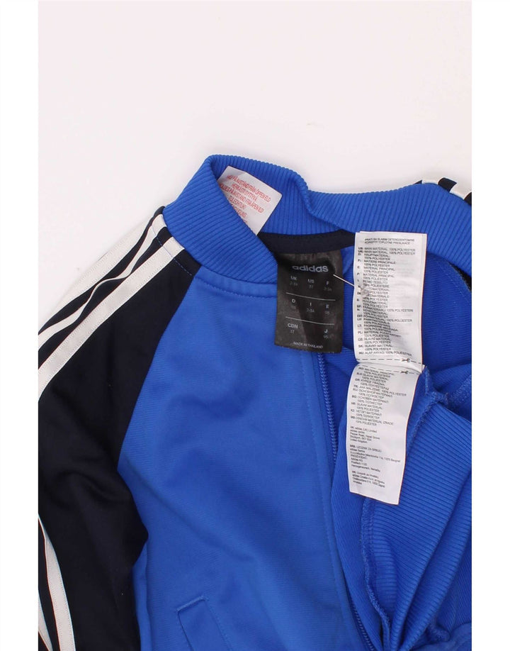 Adidas Drenge Træningsdragt Topjakke 2-3 År Blå Colourblock Polyester