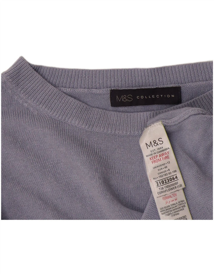 Marks & Spencer Dame Boat Neck Jumper Sweater UK 12 Medium Blue Acryl