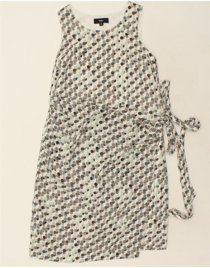 MOSSIMO Womens Sleeveless Wrap Dress UK 12 Medium White Polka Dot Rayon Vintage Mossimo and Second-Hand Mossimo from Messina Hembry 