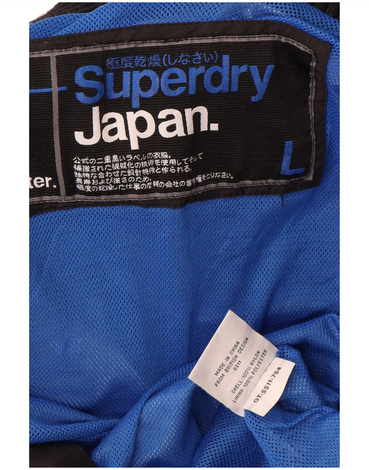 SUPERDRY Grafisk regnjakke til kvinder UK 16 Stor sort nylon