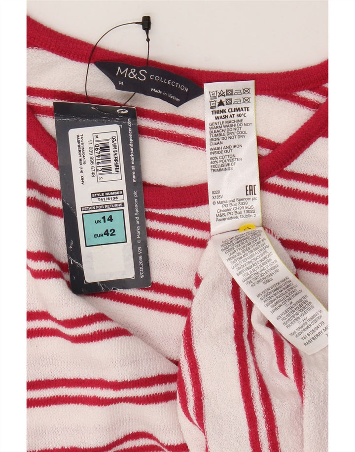 Marks & Spencer Damevest Top UK 14 Stor hvid stribet bomuld