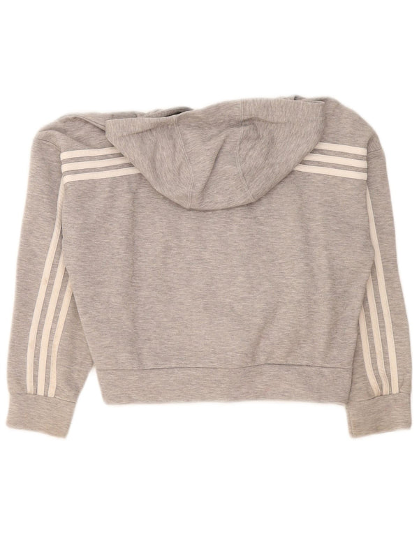 Adidas Crop hættetrøje med lynlås til piger 11-12 år grå flækket bomuld